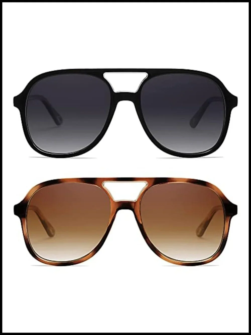 Retro Polarized Aviator Sunglasses Unisex UV400 Double Bridge Vintage Shades